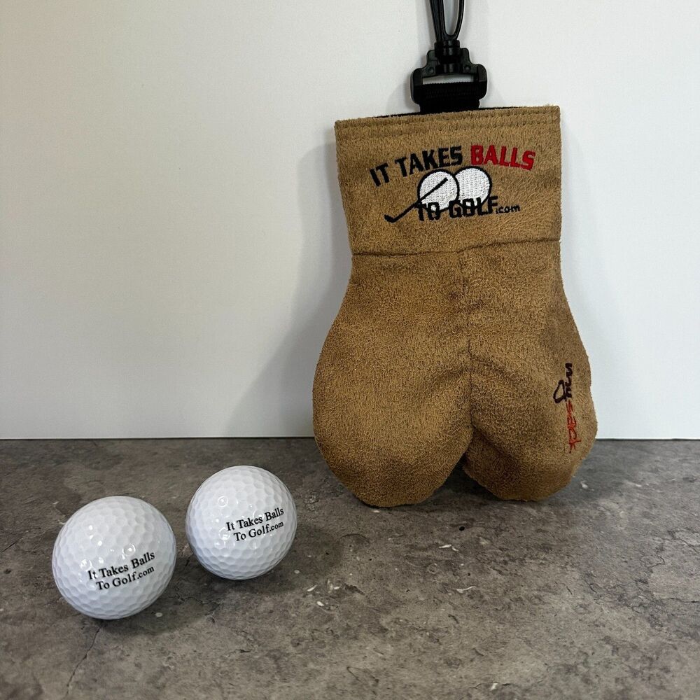 MySack Golf Ball Holder "It Takes Balls To Golf" (2 Golf Balls Included)